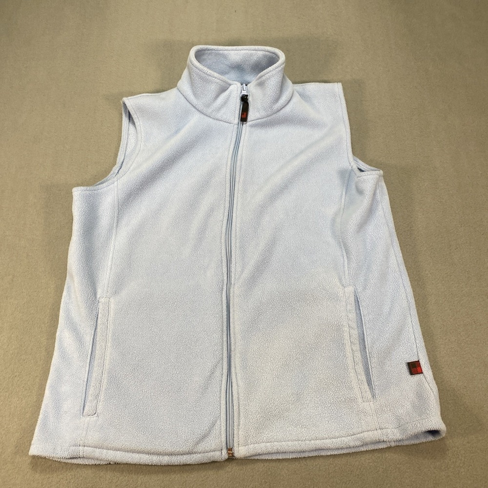 Woolrich Women's Medium‎ Fleece Sweater Vest Front Zip Blue Outer Pockets